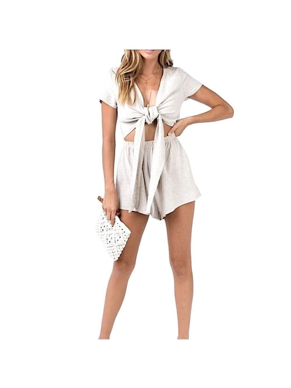 PRINCESS POLLY ‘Ragnar’ Cutout Linen Romper